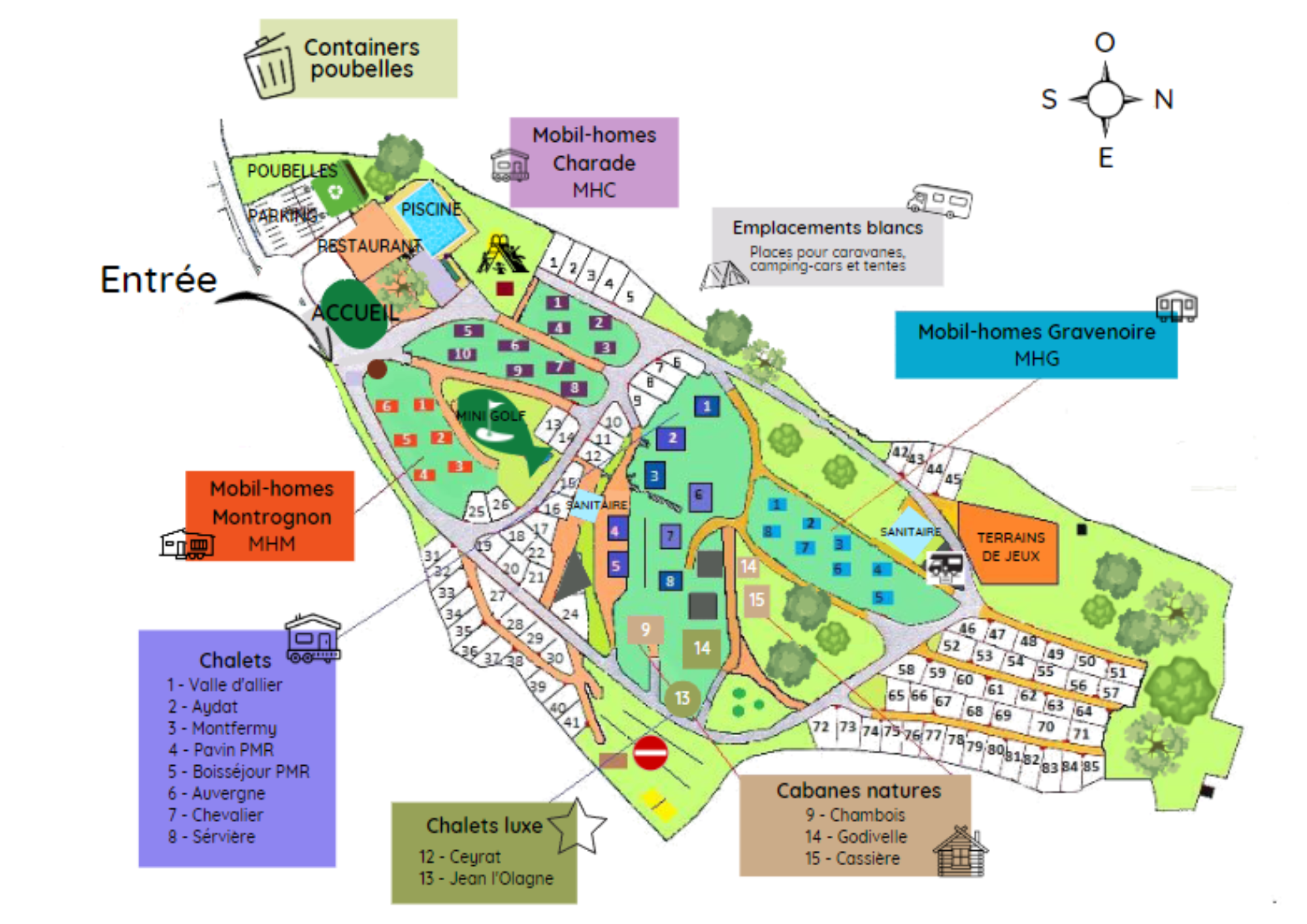 Le plan du camping